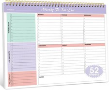Weekly To Do List, Notepad with 52 Undated Sheets,  8.5" 11" Work and Home