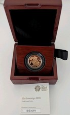 2018 UK Full Sovereign Proof Gold Coin w/ sapphire mark