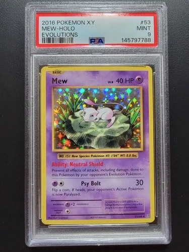 Pokemon Mew 53/108 Holo Rare XY Evolutions PSA 9 Mint