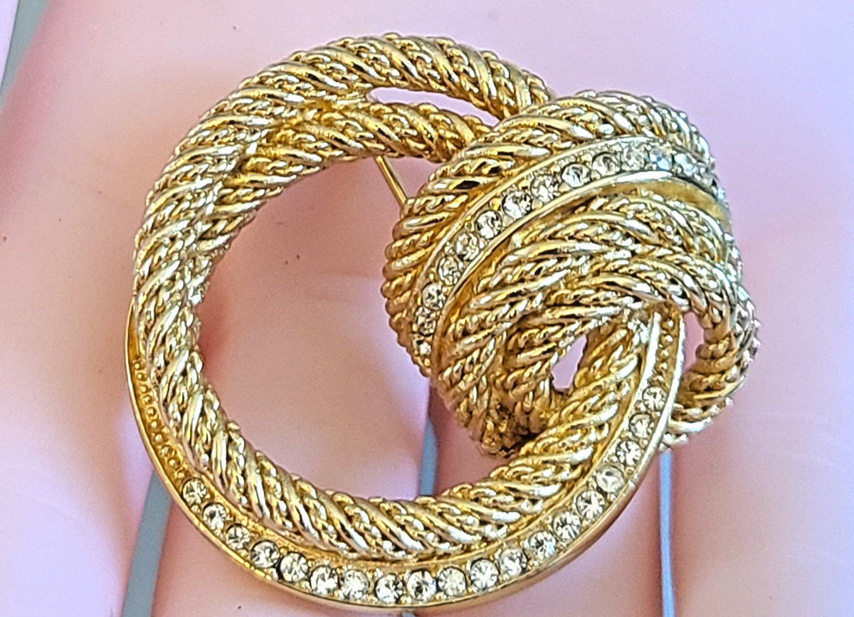 Christian Dior ブローチ ロープ ノット ゴールド Vintage Christian Dior Signed Gold Tone Rope Twist Knot Brooch