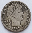 1915 Barber Silver Quarter F/VF 25C coin