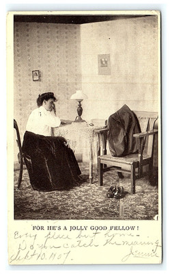 Antique 1907  Postcard For He's a Jolly Good Fellow Black & White Photo     0762