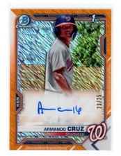 ARMANDO CRUZ 2021 BOWMAN CHROME 1ST ORANGE SHIMMER AUTO /25