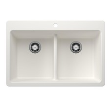 BLANCO Liven SILGRANIT Double Bowl Kitchen Sink - White Granite Composite 443205