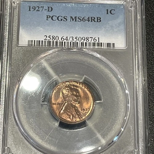 1927-D Lincoln Cent: PCGS MS64 RB (Red Brown) UNC
