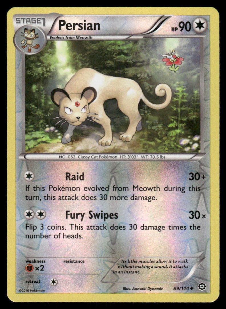 2016 Pokemon Persian Uncommon Steam Siege 89/114 Reverse Holo DMG