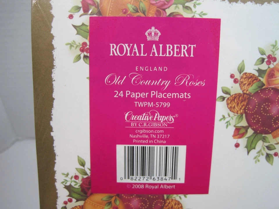 Rare Royal Albert Old Country Roses Christmas Paper Placemats 24 Count - Image 3 of 3
