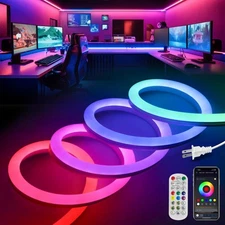 LED Neon Lights Ic RGB 16 4 Ft Rope Lights Control With App Remote Multiple M...