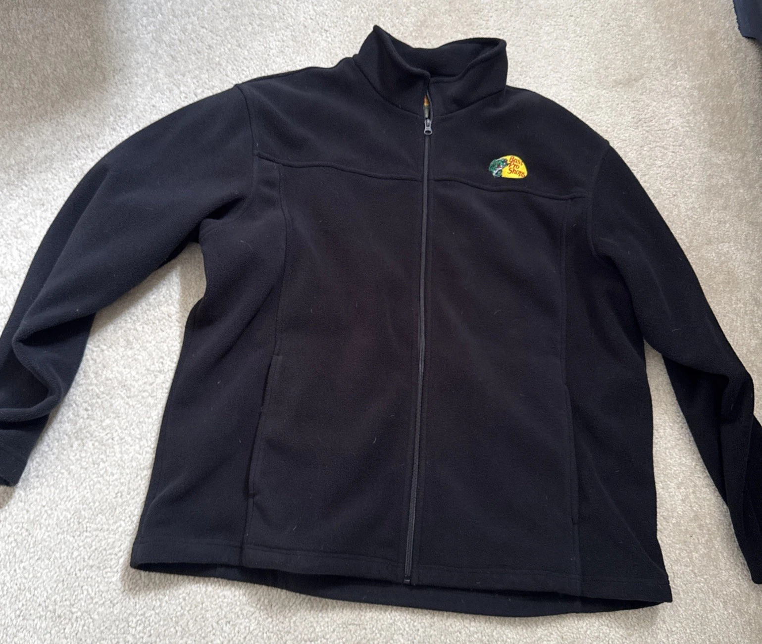 Bass Pro Shops Fleece Jacket Men XL Black Full Zip Outdoor Hunting Fishing Warm