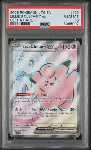 2025 Pokemon JTG EN-Journey Together Lillie's Clefairy EX Ultra Rare PSA 10 #173