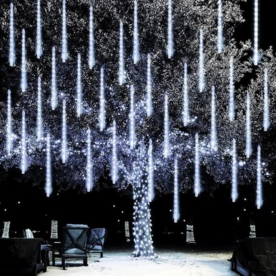 Dazzle Bright Christmas Lights Outdoor, 288LED Meteor Shower Rain Lights 12 Inch