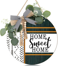 Boho 3D Home Sweet Home Front Door Wreath Sign 12"x12" , Farmhouse Porch Decor S