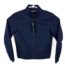 Tommy Hilfiger Men's Stand Collar Light Water Wind Resistant Jacket Navy Size L