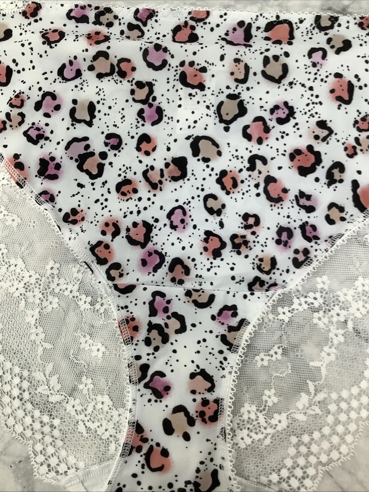 Calzoncillos de bikini Elomi para mujer 4XL blancos con encaje trasero multicolor estampado de leopardo Z64 Foto 2 de 4