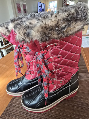 STORM BY COUGAR ASPEN RED WATERPROOF TALL WINTER SNOW BOOTS FAUX FUR SIZE 6M