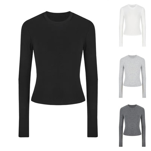 Retro Langarm Damen T-Shirt Slim Fit Freizeit Oberteile für alle Jahreszeiten