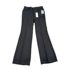 Elevenses Anthropologie The Brighton Black Linen Tencel Wide Leg Flare Pants 4