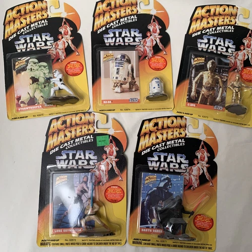 1994 Kenner Action Masters Star Wars Die Cast Lot 5 NEW Luke Vader Trooper R2-D2