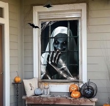CCINEE Halloween Window Decorations Female Ghost 31.5 x 47.2 inches, White