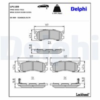 Delphi Bremsbelagsatz Scheibenbremse LP1189 FüR Mazda 929 MPV 2 LW Xedos TA 1 LV