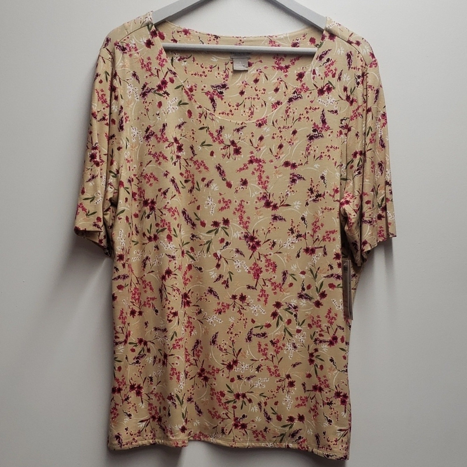 Camiseta Chico's Touch Of Cool Estampada Cuello Ballet Para Mujer Talla 3 (US 16) NUEVA CON ETIQUETAS