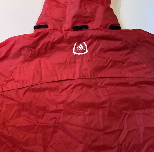 Adidas 3 Streifen rot und schwarz 2005 Windbreaker mit Kapuze Größe Herren Medium - Bild 4 von 15