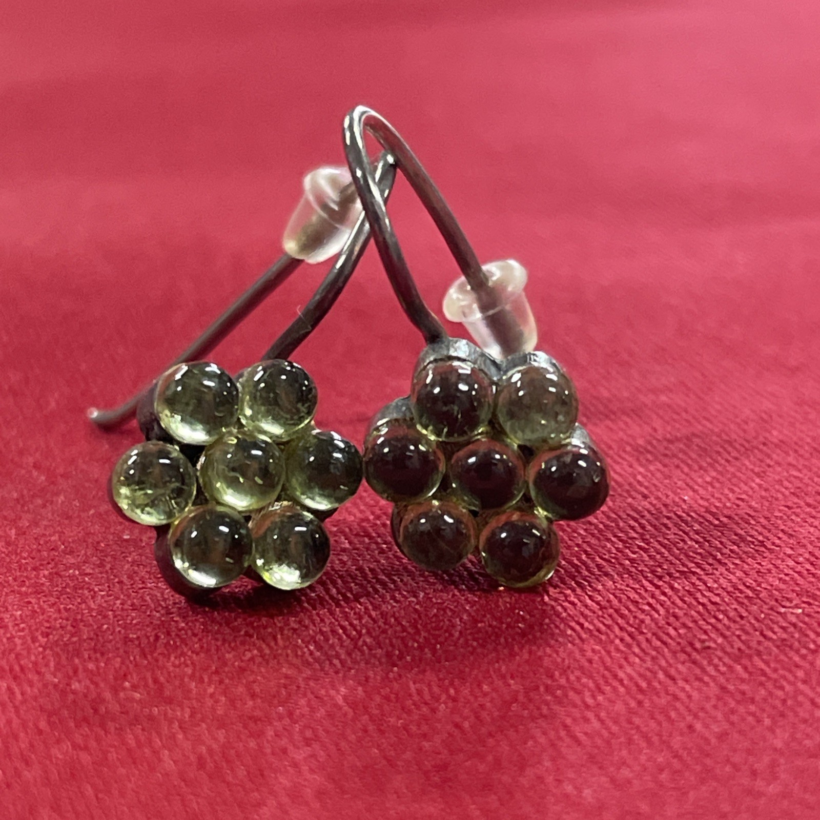 Sterling Silver Yellow Translucent Beaded Flower … - image 1