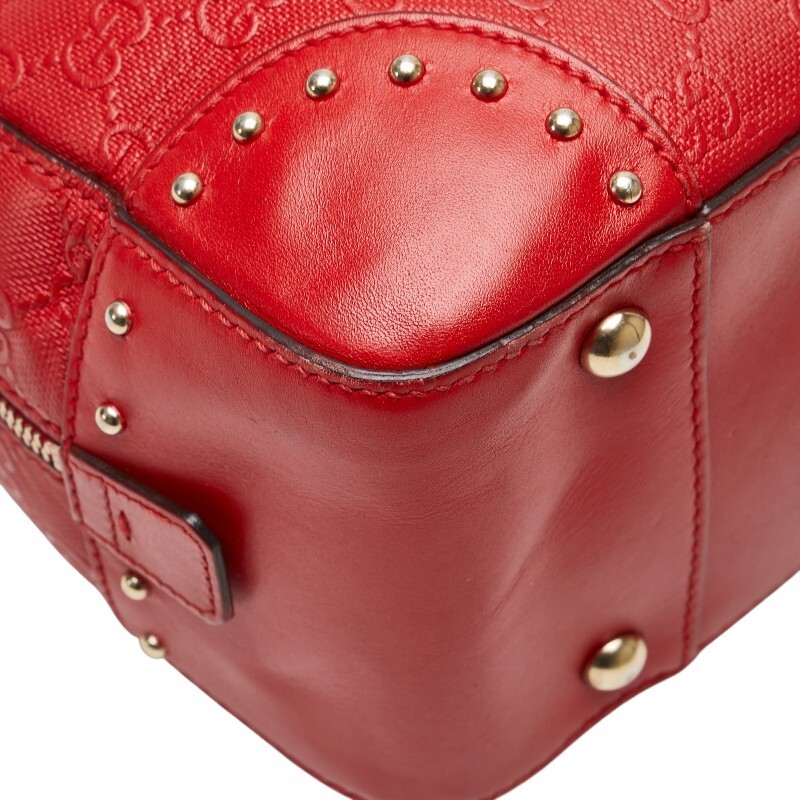 Gucci GG Embossed Leather Shoulder Bag Red 2WAY Women's Authentic thumbnail 4