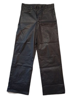 YZY SZN Ye-designed pants Wide Leg Waxed Black Size 2 100% Cotton Coated