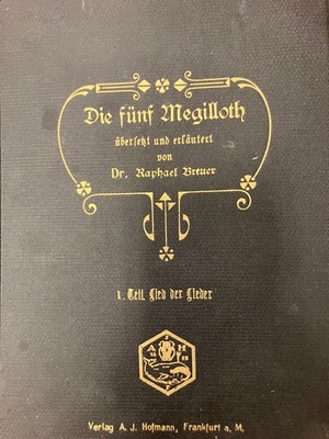 1923 Esther Theil V Die Funf Megilloth Dr. Raphael Breuer Frankfurt Am Main