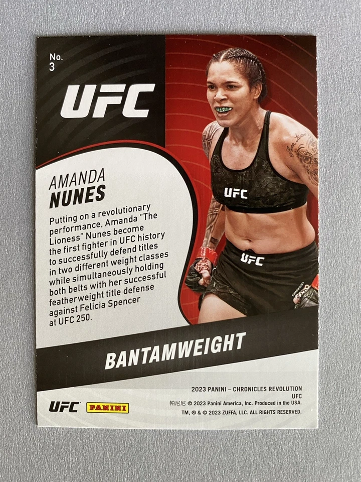 2023 Panini UFC Chronicles Revolution Insert Amanda Nunes (b) - Image 2 of 2