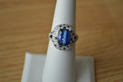 4,80ct Kaschmir Kyanit / Multi Edelstein Ring rhodiniert über Feinsilber Größe 6