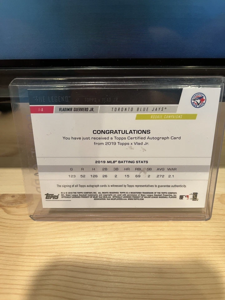 2019 Topps Vladimir Guerrero Jr Rookie Auto - Image 2 of 2