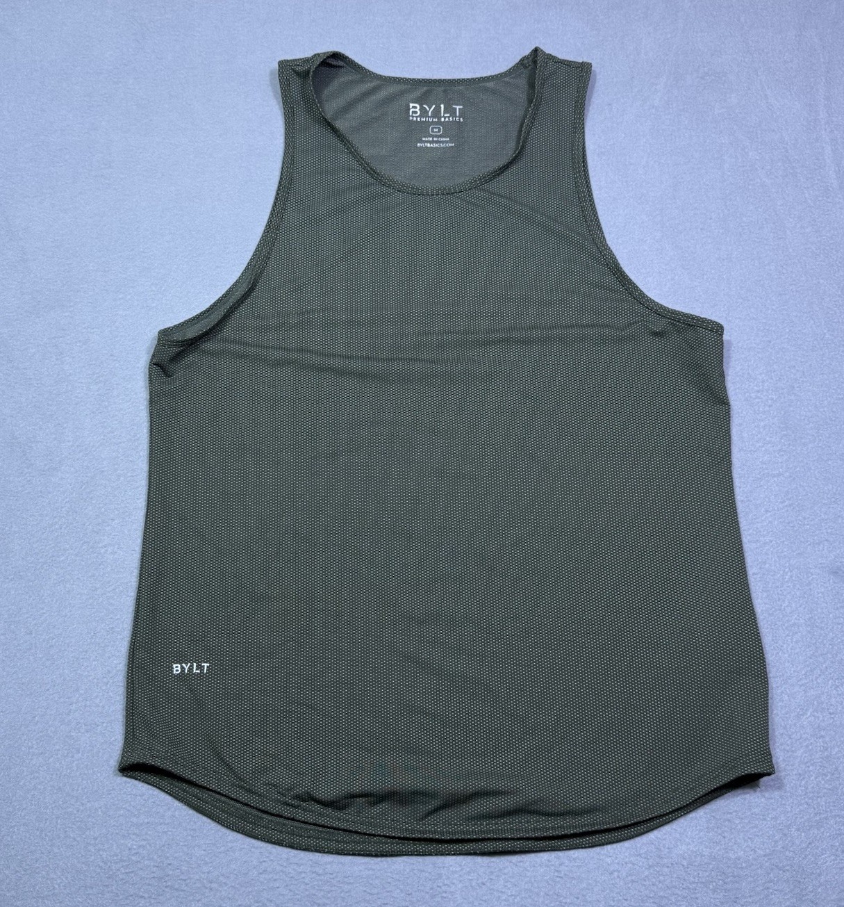 BYLT Tank Top Mens M Performance Stretch Athleisure Training Normcore Gym Olive