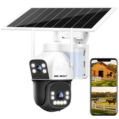 4G AOV Cellular Solar Security Camera Outdoor Wireless, 7/24 Recording 3MP+3M...