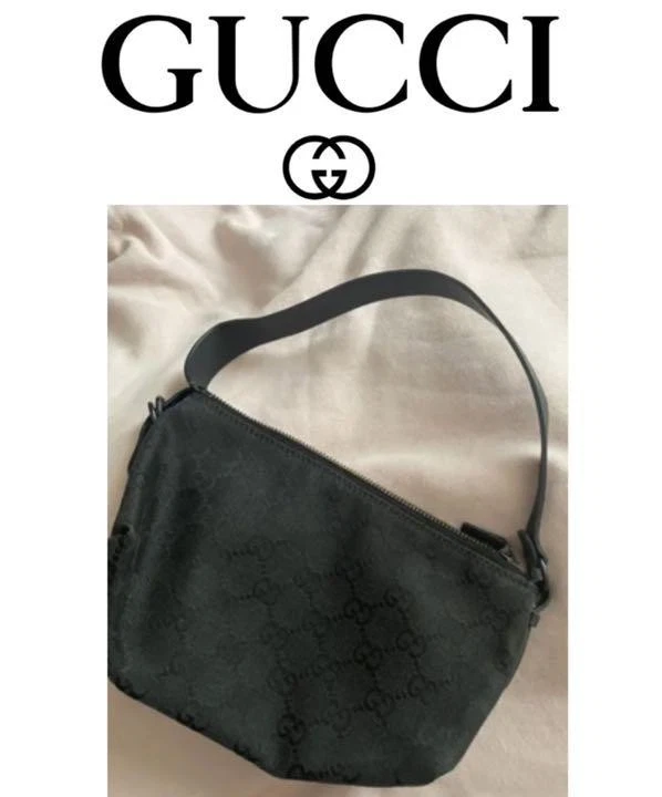 Sac à bandoulière GUCCI Gg toile cuir noir