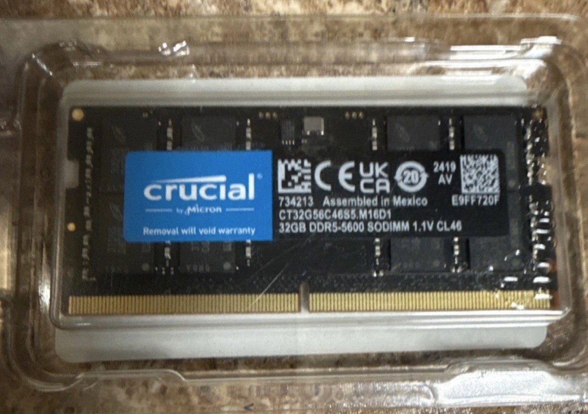 Crucial DDR5 SODIMM SO-DIMM 32GB 1 Module DDR5-5600 Notebook