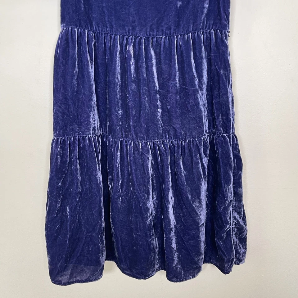 Vestido Crewcuts Niñas En Niveles Terciopelo Púrpura Manga Abullonada Fiesta Vacaciones Talla 10 Foto 3 de 4