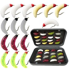 50 PCS Maggot Fly Fishing Wet Trout Flies Deadly Under Indicator Lure Bait Kit