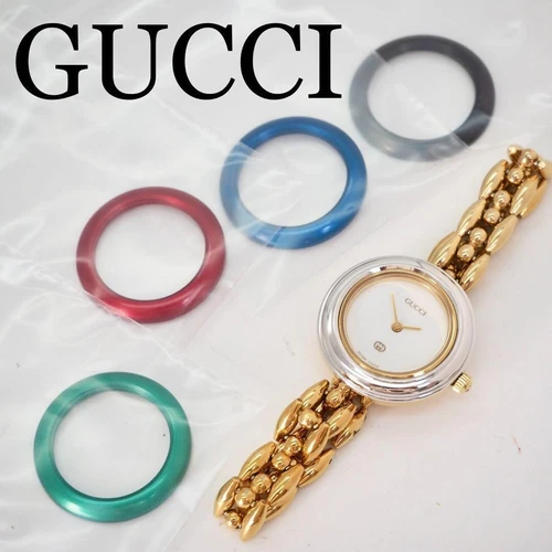 421 Gucci Watch Change Bezel Set Of 5 Colors For Women Gold - Picture 1 of 10