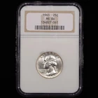 1963 Washington Silver Quarter 25c - NGC GRADED MS66