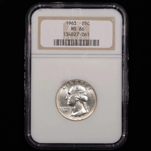 1963 Washington Silver Quarter 25c - NGC GRADED MS66