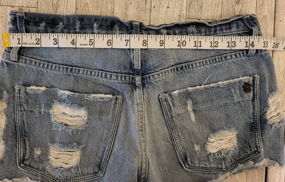 Pantalones Cortos Black Orchid Mujer Azul Denim Envejecido Tiro Alto Corte 24 Foto 4 de 4