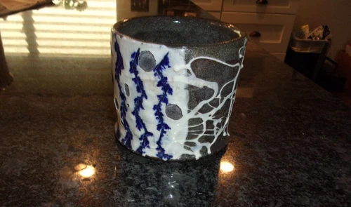 TARABILA Studio Art Pottery Mug drip glaze marked - LARGE STONEWARE ART