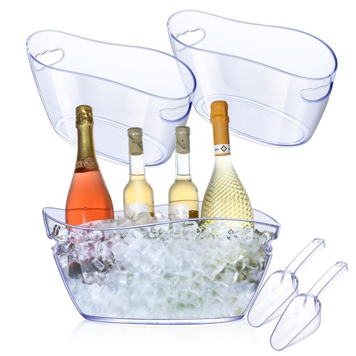 Ice Bucket 3 Pcs Beverage Tubs Ice Buckets for Parties Clear Acrylic Champagn...