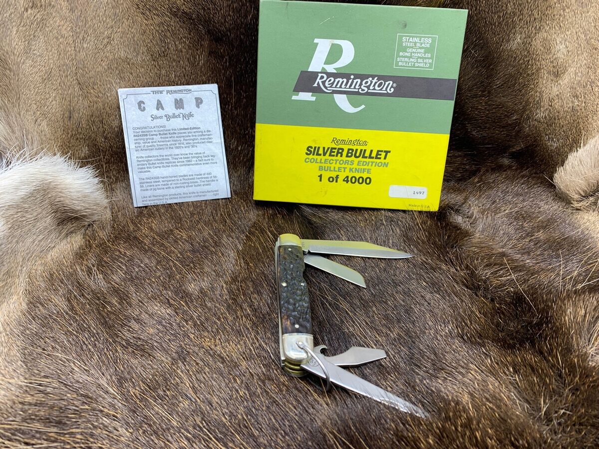 Remington Silver Bullet Knife R4243 SB Camp Knife Mint In Remington Silver Bullet Knife R4243 SB Camp Knife Mint In