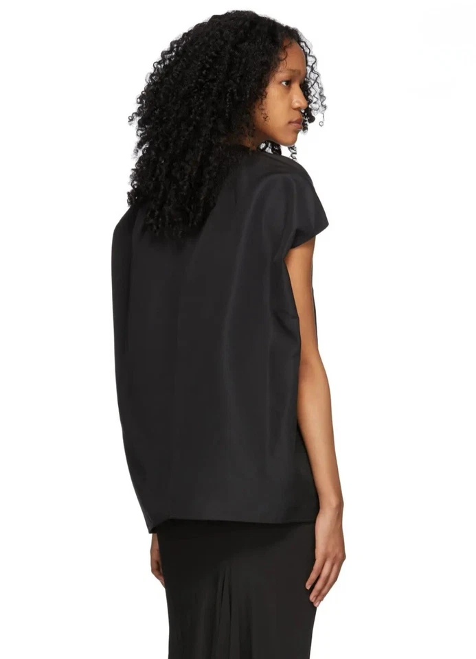 Camiseta sin mangas RICK OWENS para mujer negra Crepe Island EE. UU. 8 original $600 Foto 3 de 4