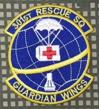 USAF 301st Rescue Sq Guardian Wings Patch Hook & Iron-On Repro New A1088