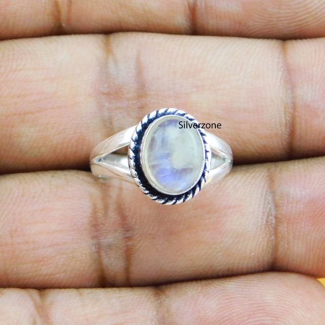 Rainbow Moonstone 925 sterling silver Handmade Jewelry Ring US size 5 to 10 Rainbow Moonstone 925 sterling silver Handmade Jewelry Ring US size 5 to 10