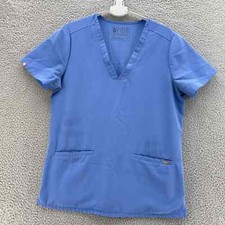 Figs Casma Scrub Top Women Small Blue Two Pockets V-Neck FW1100 PO 1290 